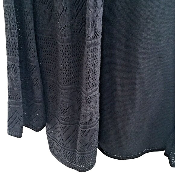 Alfred Dunner Black Sweater Size Large Lace Fall Autumn Layered Look Cardigan - Picture 4 of 7